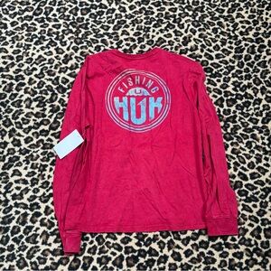 NWT HUK FISHING Mineral Wash Scarlet Blaze Long Sleeve Shirt